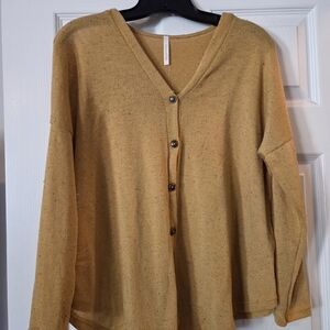 Women's Mustard Button-Up Sweater